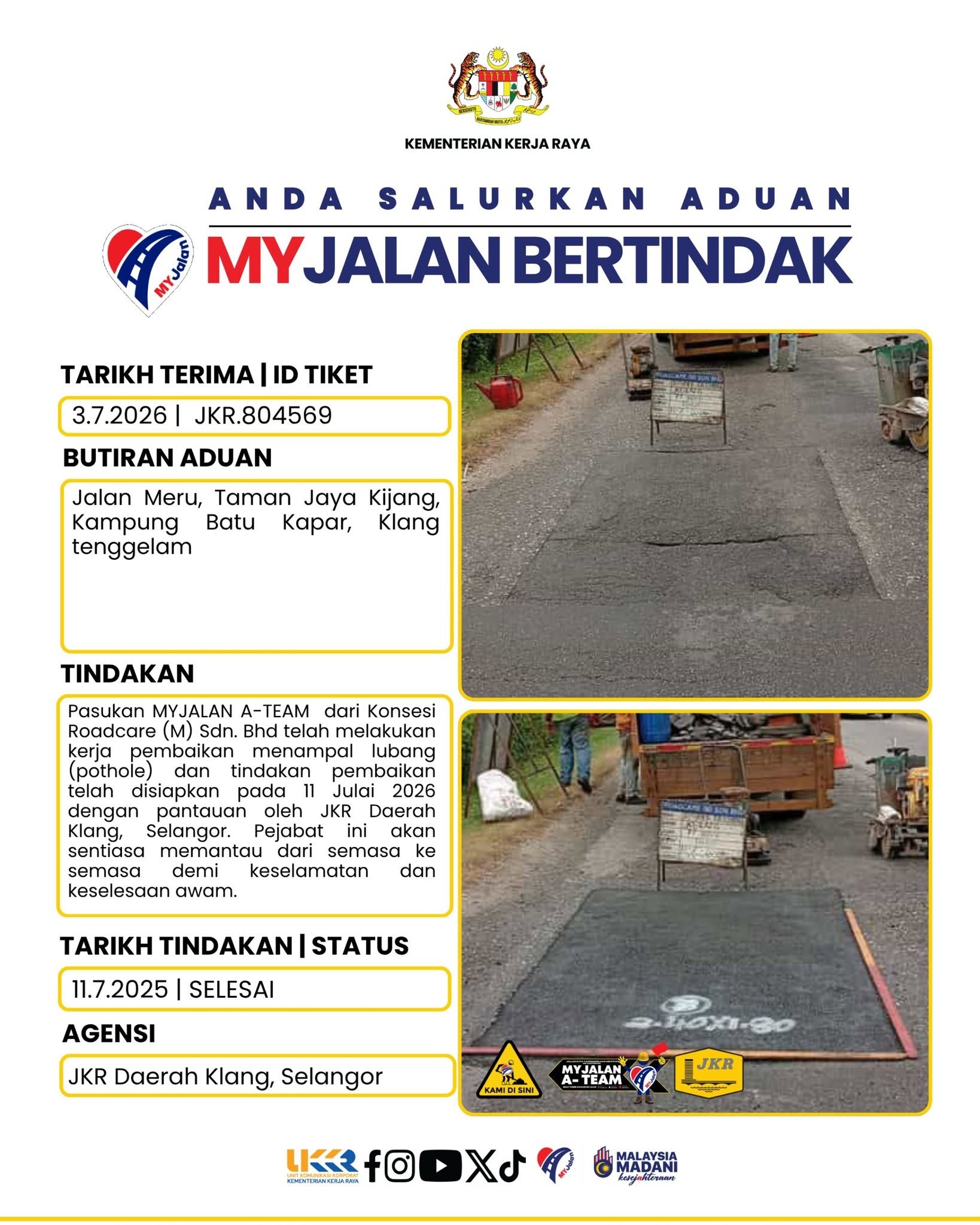 11 Julai 2026 - JKR Daerah Klang